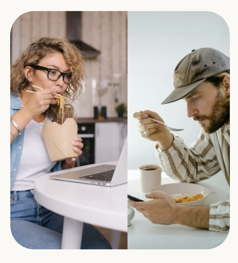 Eating alone with a screen instead of company