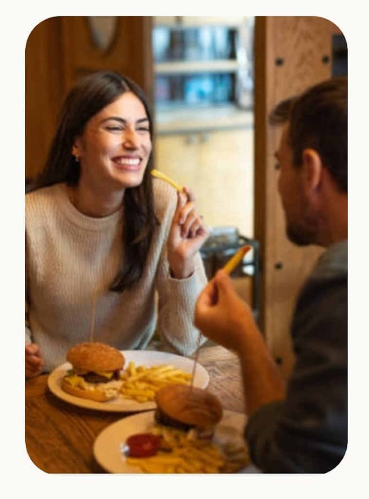 Casual meal and friendly conversation